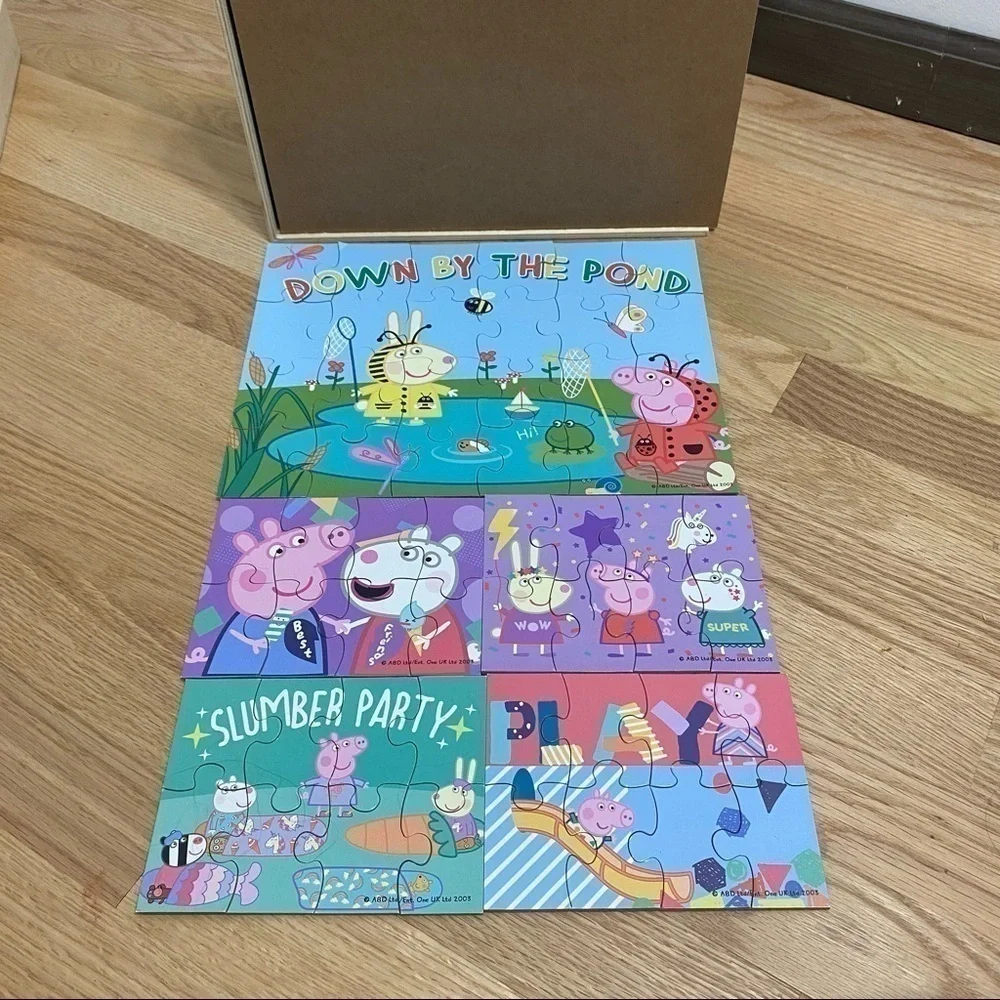 Peppa Pig Puzzle Set Wooden Box Kids Game Bundle